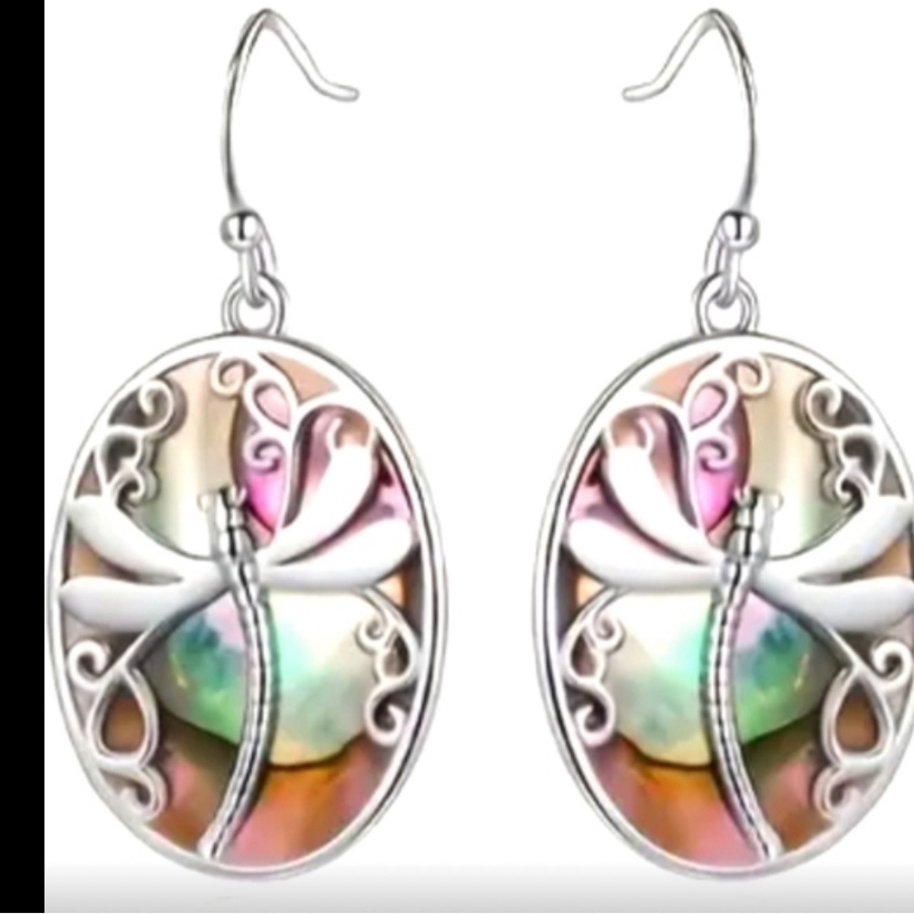 Silver Dragonfly Hanging Earrings - New